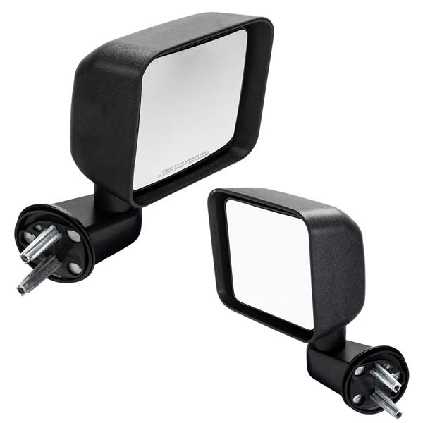 Manual Mirrors Black Left Right Side Pair For 2007-2017 Jeep Wrangler 