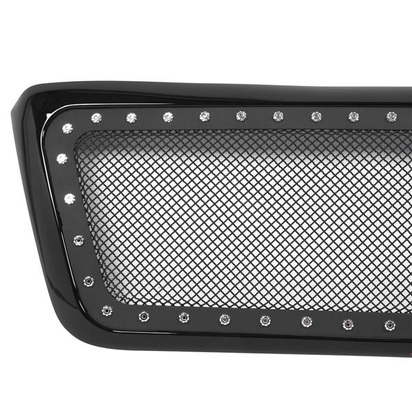 ABS Plastic Car Front Bumper Grille for 2004-2008 FORD F-150 ABS Plastic Stainless Steel Coating QH-FD-023 Black 